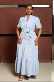 Blue White Stripped Maxi Dress