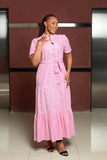 Pink White Stripped Maxi Dress