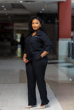 Black V-Neck 3 Buttoned Top