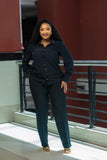 Black Gold Buttoned Top