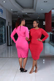 Red Longsleeved Ruched Bodycon Dress