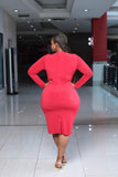 Red Longsleeved Ruched Bodycon Dress