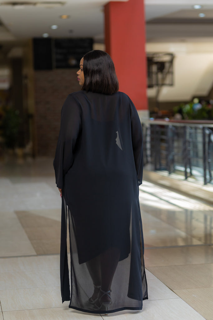 Black Plain Chiffon Cover up