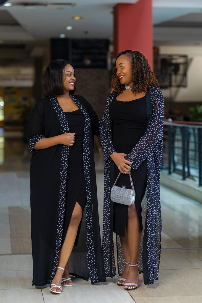 Black Binding Polka Chiffon Cover up