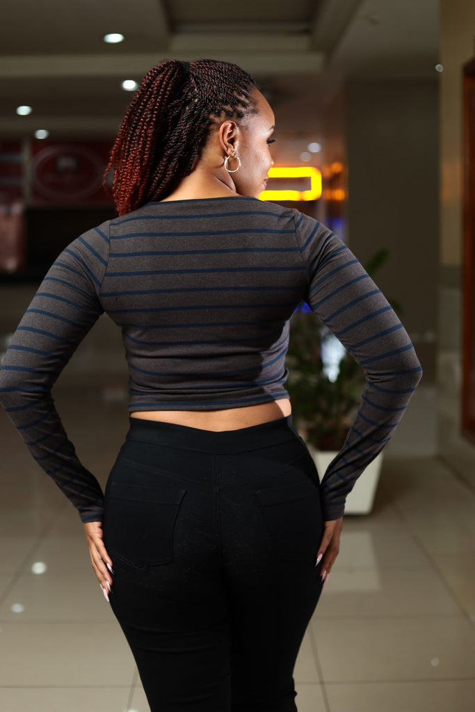 SA Brown Stripped Long Sleeve Tank Top