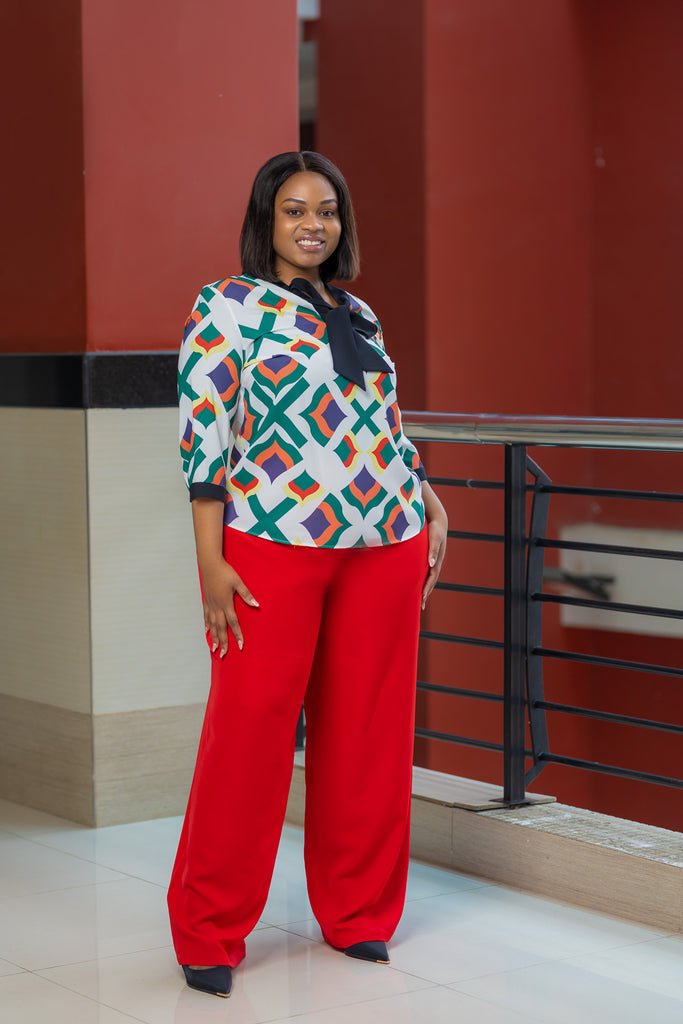 Green Multicolored Necktie Top