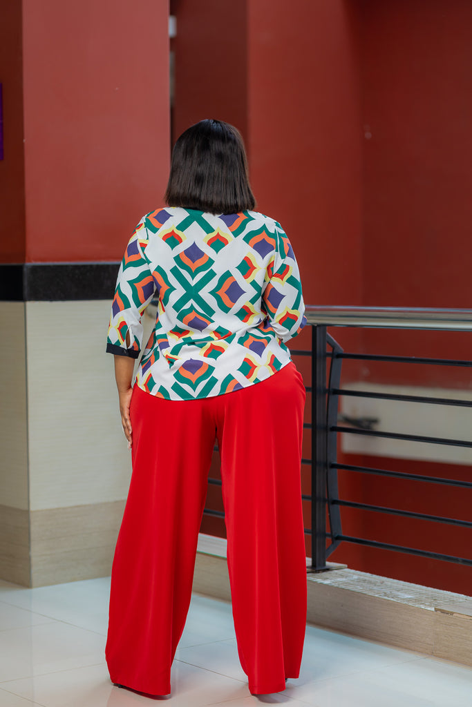 Green Multicolored Necktie Top