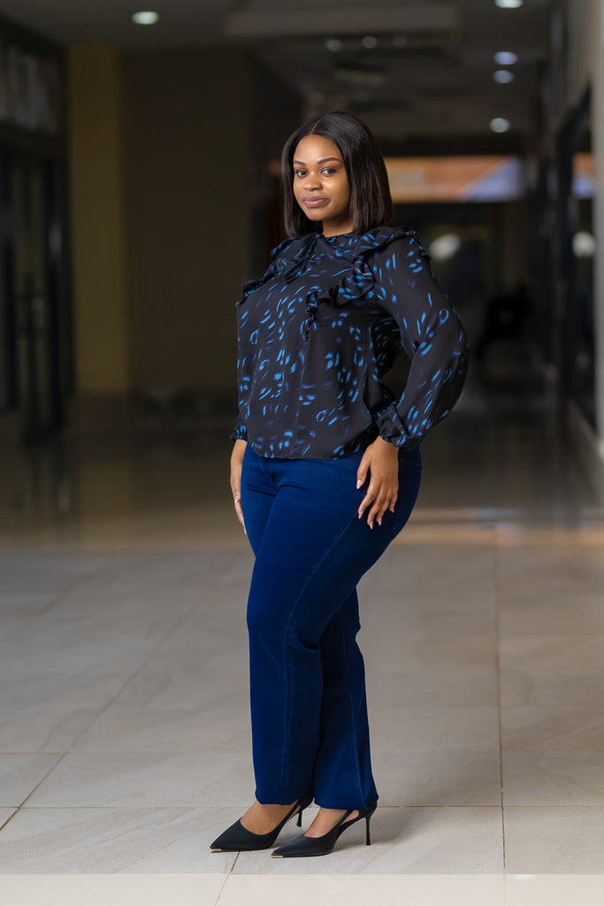 Black Blue Chiffon top