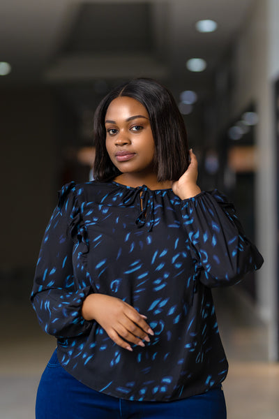 Black Blue Chiffon top – Sarai Afrique