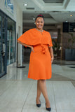 Tangerine cape belt dress