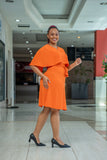 Tangerine cape belt dress