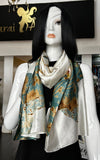 Cream gold silk scarf