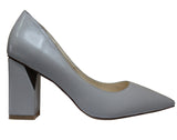Grey pointed chunky heel