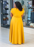 Mustard Yellow Aline Dress with Belt