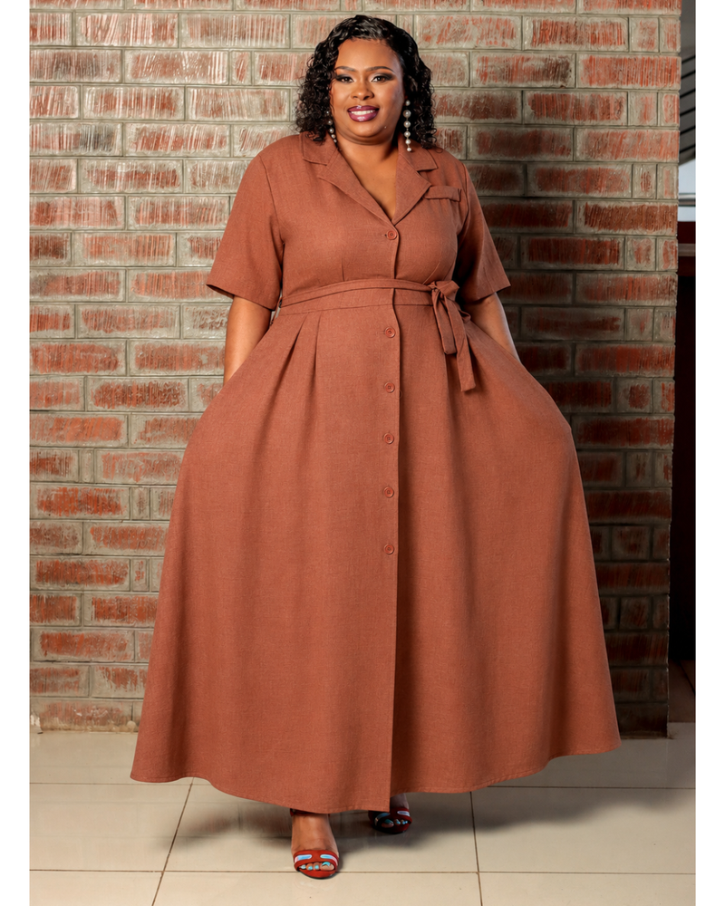 Brown linen Maxi dress