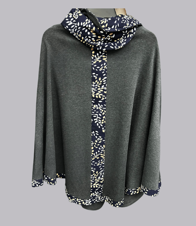 SA Fur Grey Turtle Neck Poncho