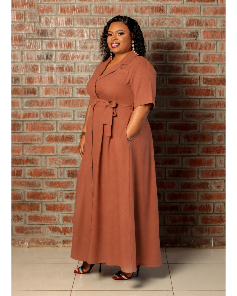 Brown linen Maxi dress