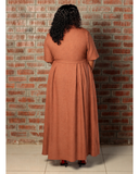 Brown linen Maxi dress - Sarai Afrique