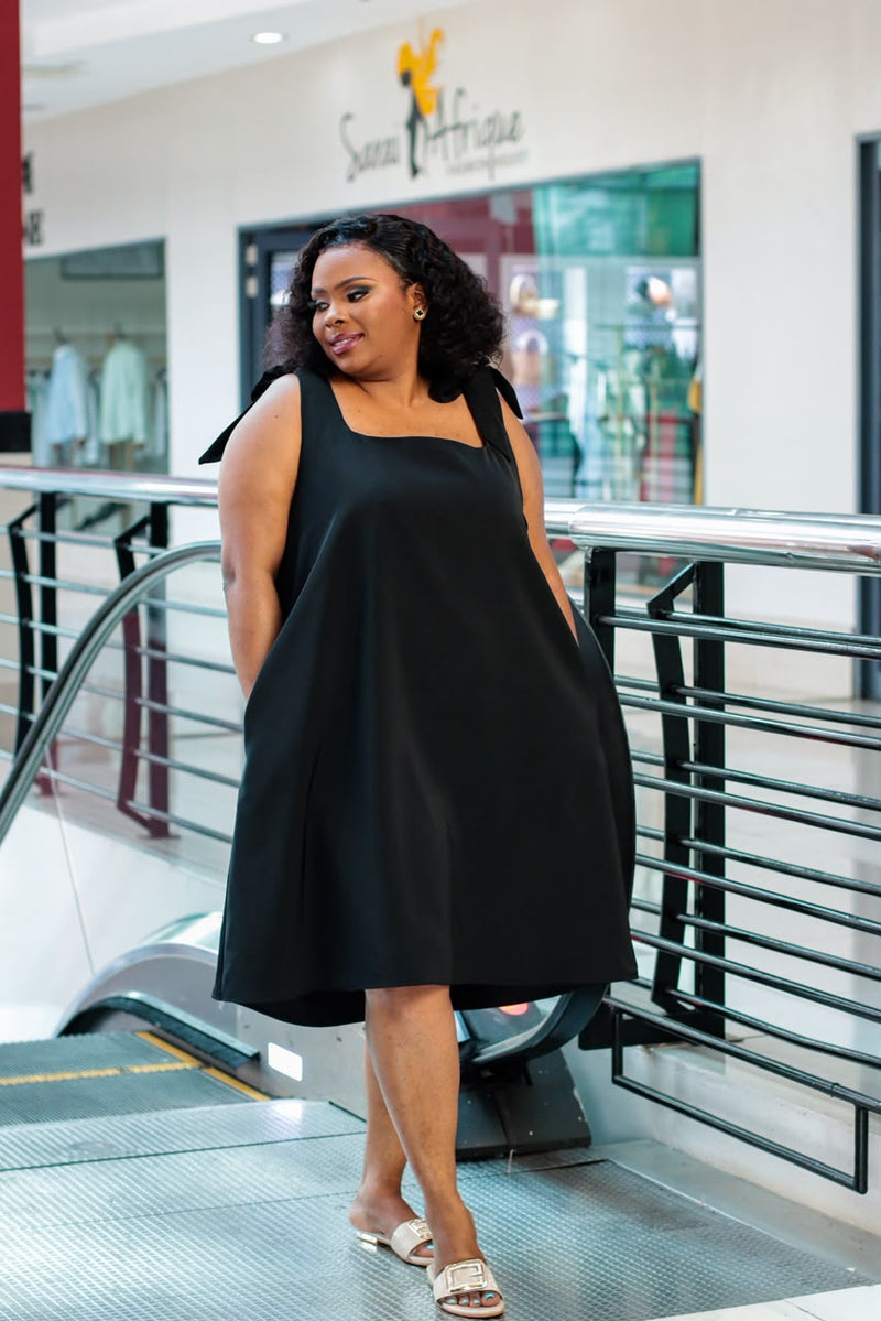 Black Sleeve Ties Dress