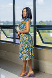 Blue Green Floral Dress