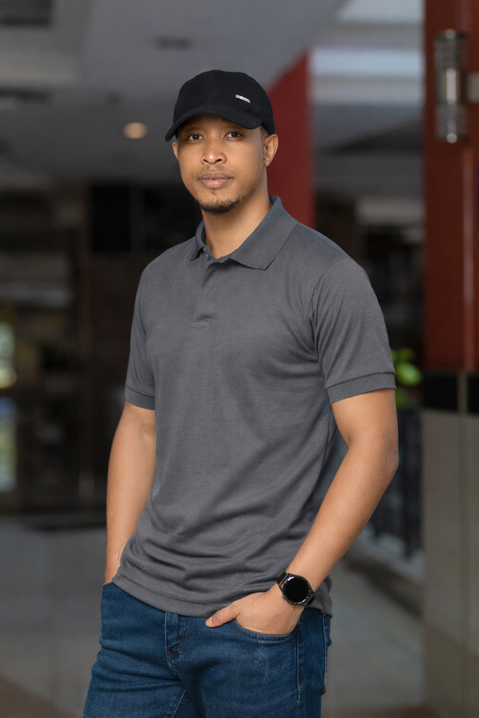 Grey Plain polo t-shirt