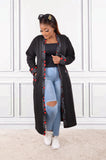 Black fleece jacket with ankara