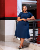 Navy Blue Necktie Aline Dress