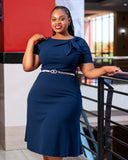 Navy Blue Necktie Aline Dress