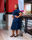 Navy Blue Necktie Aline Dress