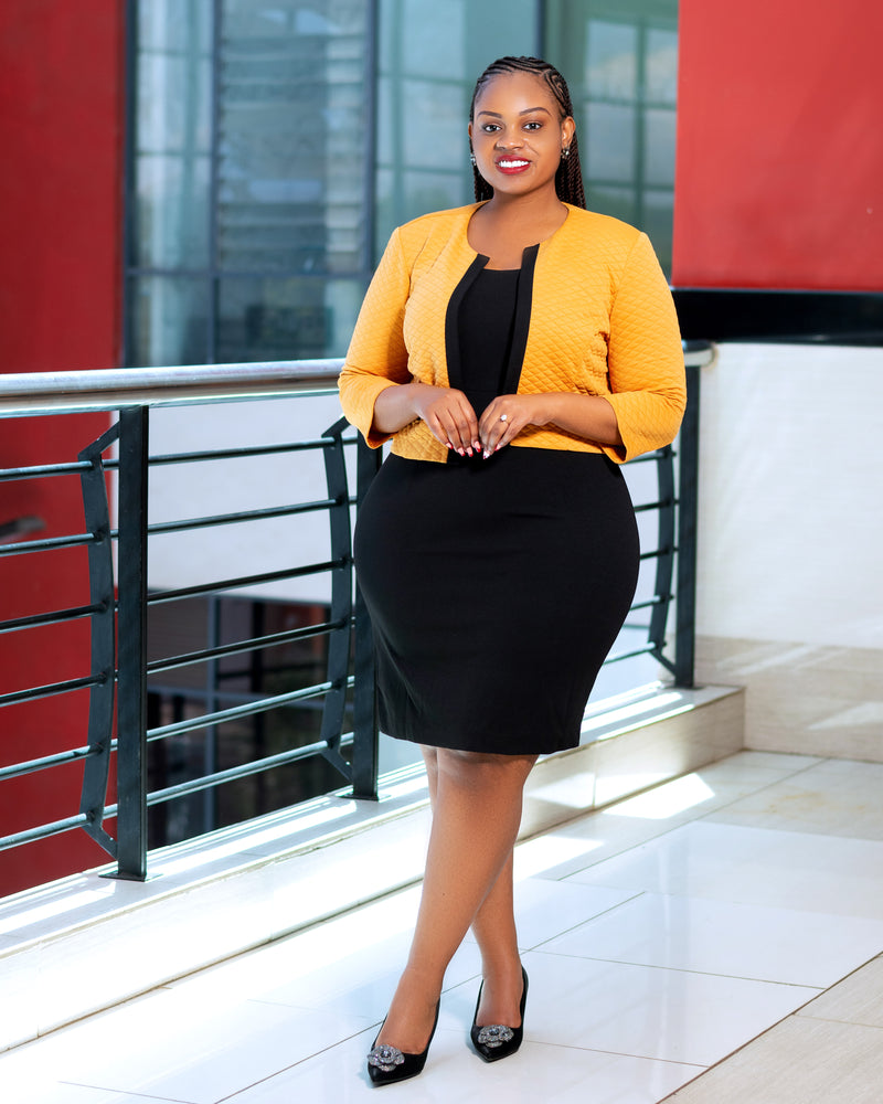 Mustard Black dress suit