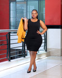 Mustard Black dress suit