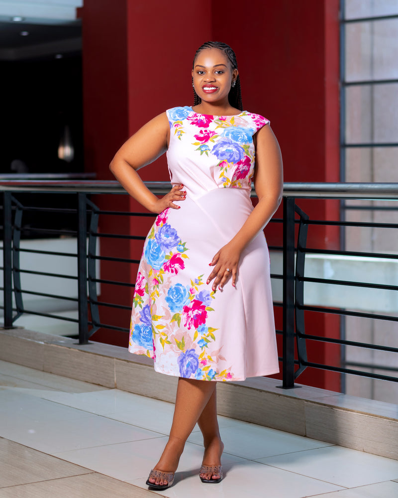 Pink Berry Floral Aline Dress