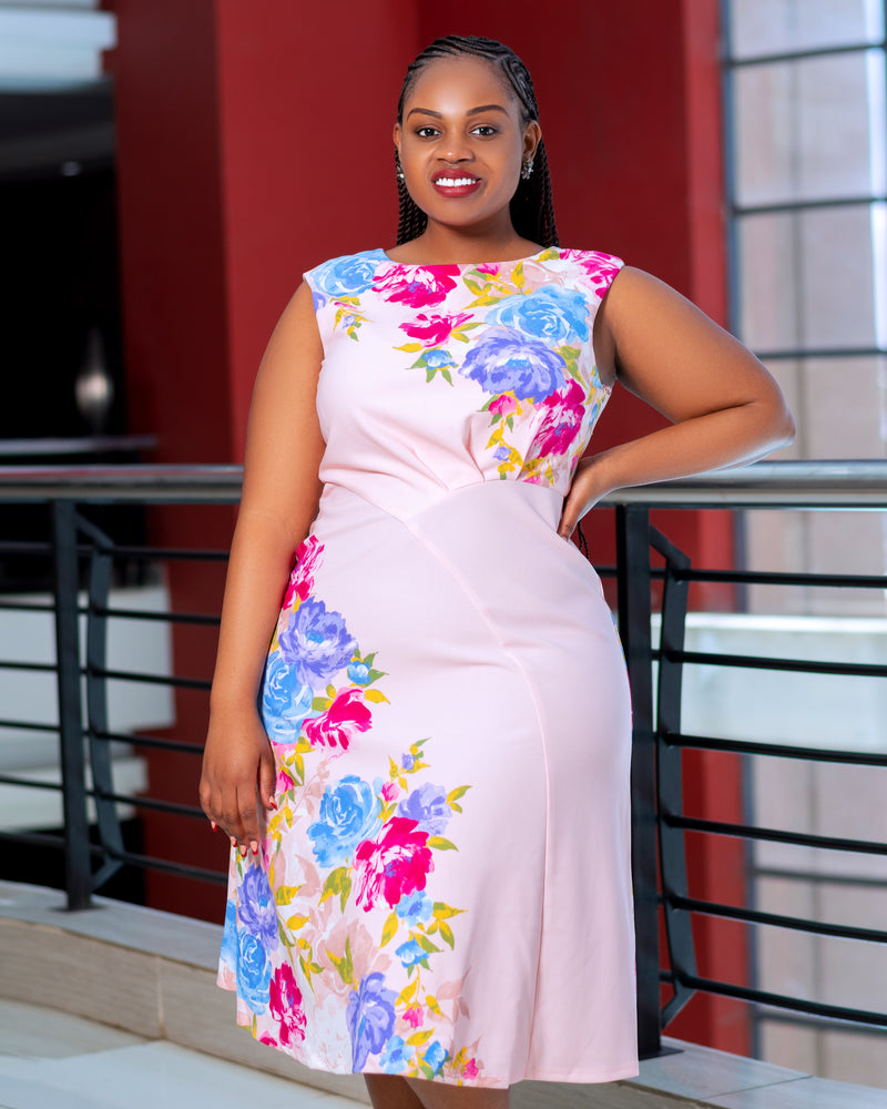 Pink Berry Floral Aline Dress