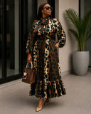 Green brown silk dress