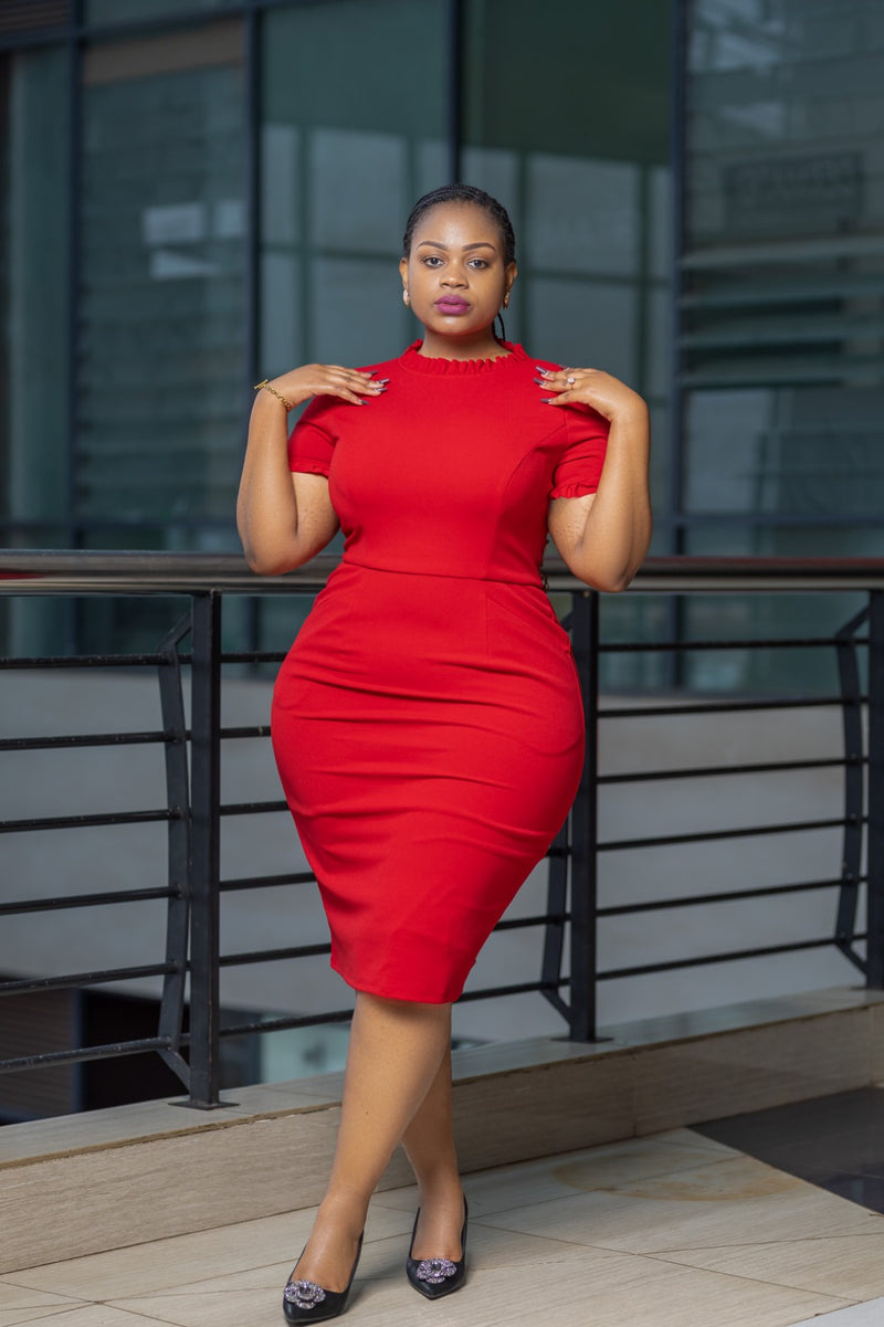 Red Pocket Bodycon Dress