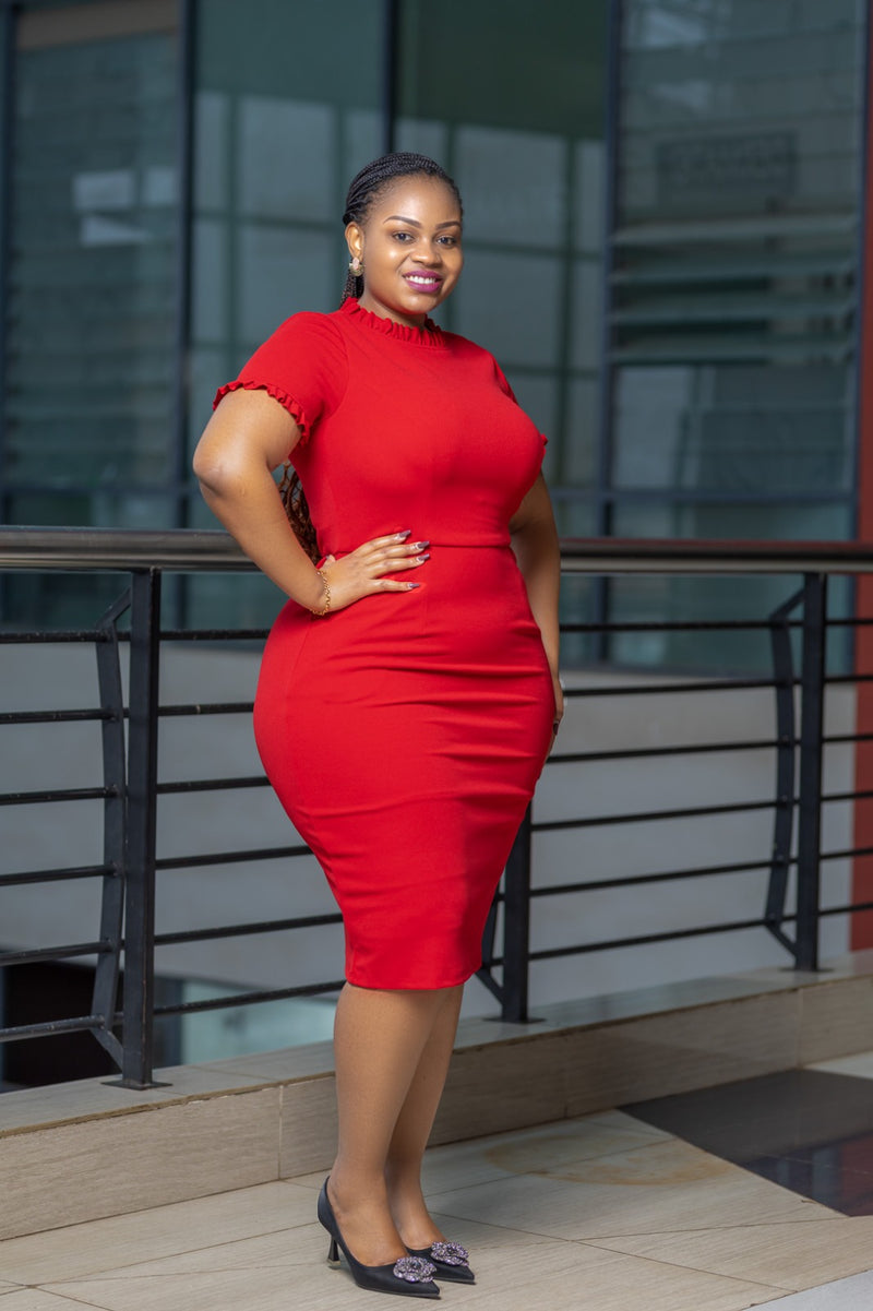 Red Pocket Bodycon Dress