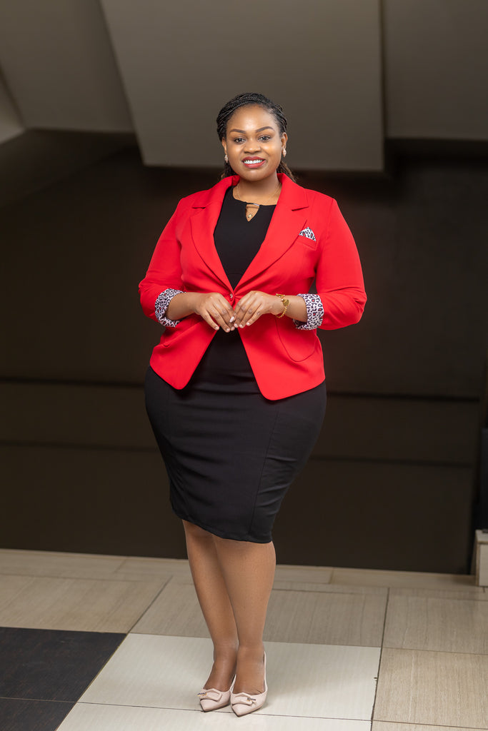 Red animal print handkerchief blazer Sarai Afrique