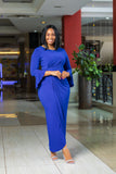 Royal blue ruched gown