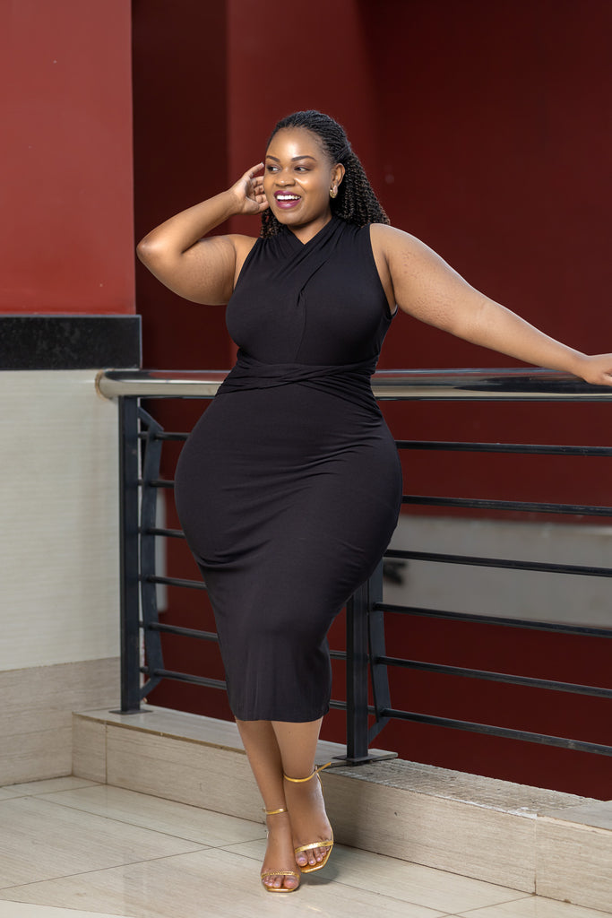 black aline dress a line black dress for women Fit & Flare A-Line Midi Dress in Black