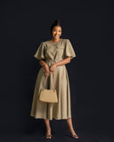 Senori bishop sleeve maxi - olive green