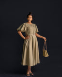 Senori bishop sleeve maxi - olive green