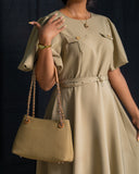 Senori bishop sleeve maxi - olive green