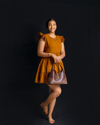 Tier Short Dress - Mustard - Sarai Afrique