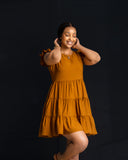 Tier Short Dress - Mustard - Sarai Afrique
