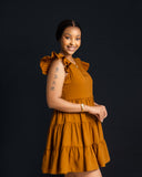 Tier Short Dress - Mustard - Sarai Afrique