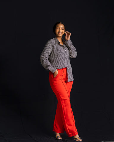 Button Up Shirt - Black/White Print - Sarai Afrique