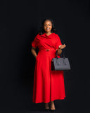 Red dress with belt