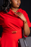Red dress with belt