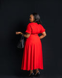 Red dress with belt