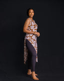 Sleeveless Maxi Top - Peach/Brown Print - Sarai Afrique